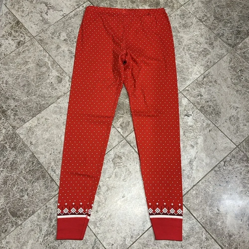 Hanna Andersson Heritage Fair Isle Red Long John PJ Pajama Pant Medium